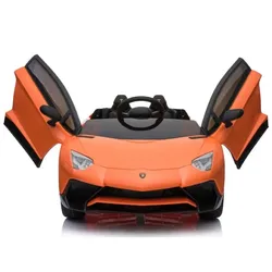 ES-Toys Kinder Elektroauto Lamborghini Aventador SV EVA-Reifen Kunstledersitz orange