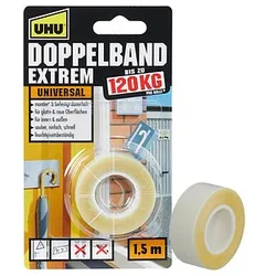 UHU EXTREM doppelseitiges Klebeband 19,0 mm x 1,5 m, 1 Rolle