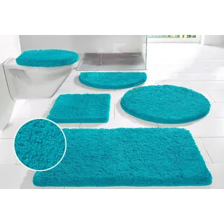 my home Badematte Sanremo, Badvorleger, Badezimmer Teppich, sehr weich, Höhe 30 mm, rutschhemmend beschichtet, fußbodenheizungsgeeignet, schnell trocknend, Polyester, rechteckig, Badteppich, unifarben, rechteckig, rund & als 3-tlg. Set erhältlich blau rechteckig | 40 cm x 50 cm x 30 mm