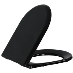 Creavit Duroplast WC Sitz Toilettensitz flach Edelstahl Scharniere Absenkautomatik Softclose Schwarz matt