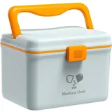 4,8 l Medikamentenbox, tragbar, zweilagig, mit Tragegriff, Medikamentenschrank, Erste-Hilfe-Box, Medikamenten-Aufbewahrungsbox, blau