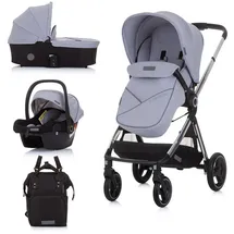 Chipolino Kinderwagen Elite 3 in 1 i-Size Babyschale Sportsitz Babywanne Tasche grau