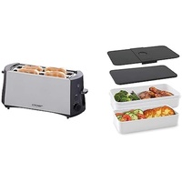 Cloer 3710 Langschlitztoaster für 4 Toastscheiben + Cloer 800S1-1 Lunch Care System - Bento Box