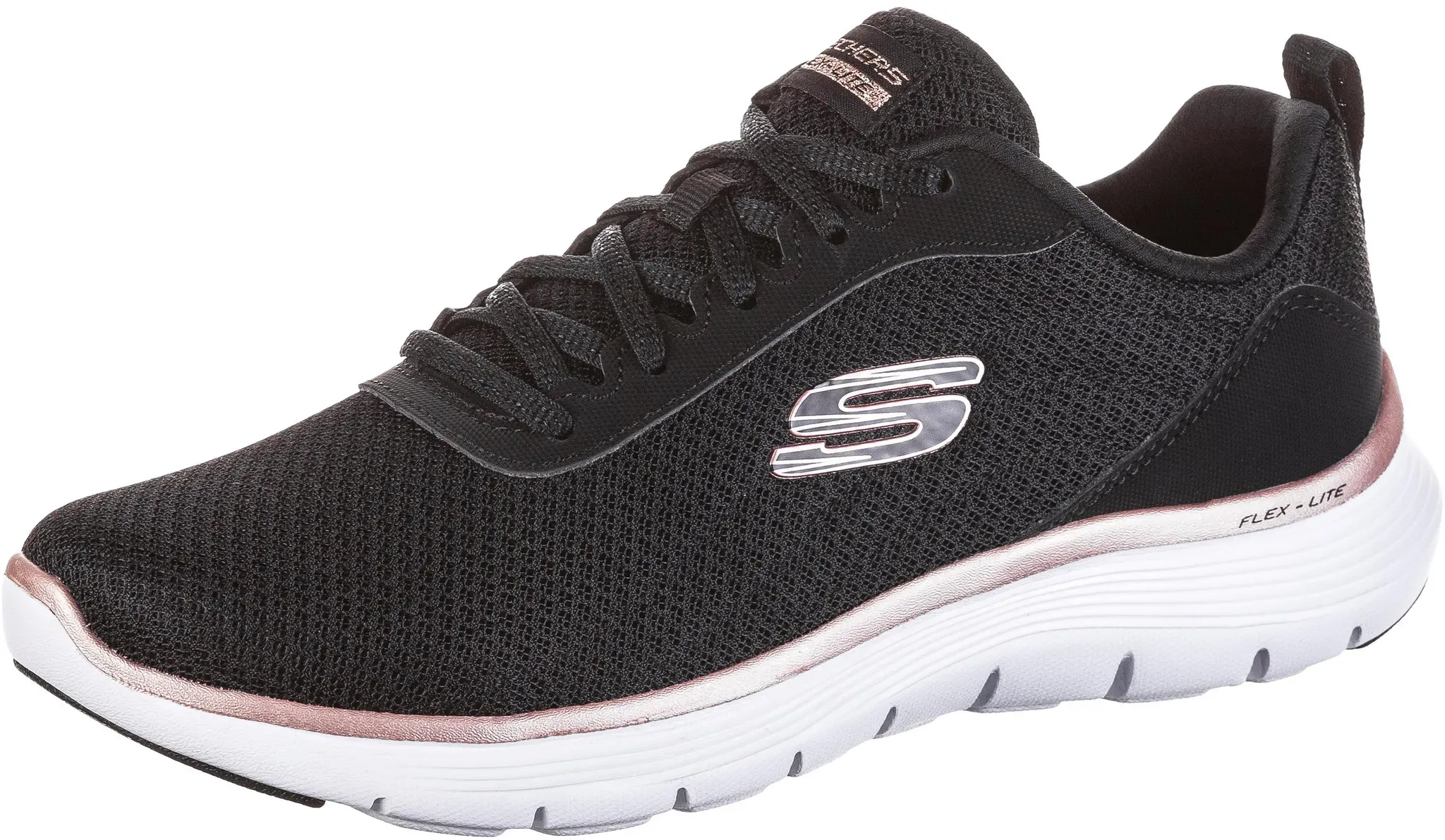 Skechers Flex Appeal 5.0 Sneaker Damen in black mesh-rose gold trim, Größe 36 1/2 - schwarz