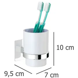 Wenko Zahnputzbecher Quadro weiß/silber, 1 St.