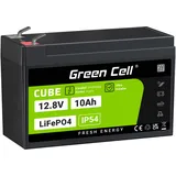 Green Cell LFPGC12V10AH LiFePO4 Spezial-Akku LiFePo-Block Flachstecker Li-Ion 12.8 V 10 Ah