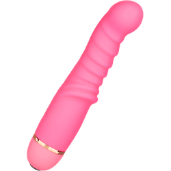 Gerippter G-Punkt-Vibrator aus Silikon, 17 cm, koralle