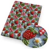 BrightGlow Gedruckt Stoff Meterware Erdbeer-Muster Baumwollstoff Frucht Muster Stoff zum Nähen Handwerken Dekorationsstoff aus Polyester Kostümstoff für DIY Handgefertigte Nähen 106# 100X145cm