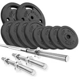 Hop-Sport 39 KG Gusseisen Langhantelset Hantel Set Langhantel Stange Kurzhanteln