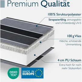 Beautissu Niedriglehner Auflage 100 x 50 x 8 cm Anthrazit Gestreift 1 St.