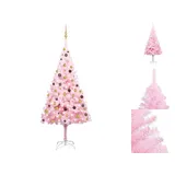 vidaXL Künstlicher Weihnachtsbaum mit LEDs & Schmuck Rosa 240cm PVC