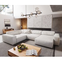 DeLife Wohnlandschaft Sirpio XL 360x260 cm Bouclé Creme-Weiß Recamiere variabel, Wohnlandschaften