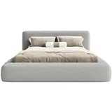 FEDVE Polsterbett, Hellgrau, Textil, 140x200 cm, Schlafzimmer, Betten, Polsterbetten