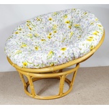Rattani Rattanstuhl Rattan Papasan Sessel inkl. hochwertigen Polster, D 110 cm, Fb. Honig