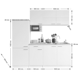 Respekta Küche Küchenzeile Küchenblock Einbauküche Weiß Malia 210 cm Respekta
