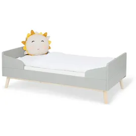 Pinolino Gitterbett Dusk, Hellgrau, Holz, Kiefer, 76x93x145 cm, Lattenrost inklusive, Schlupfsprossen, Babymöbel, Babybetten, Gitterbett