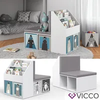 Vicco Kinderregal ONIX mit Sitzbank Kindersitzbank Spielzeug Kinderzimmerregal