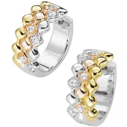 Giorgio Martello Milano Klappcreolen mit Zirkonia, tricolor, Silber 925 Creolen   Hellbraun 