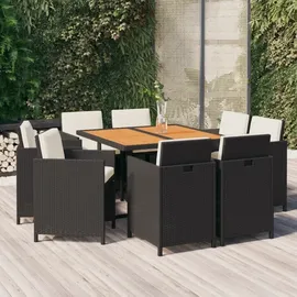 vidaXL Garten-Essgruppe 9-tlg. Schwarz