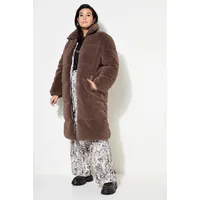Studio Untold Damen große Größen Übergrößen Plus Size Teddy-Steppmantel, Straight Shape, Nylon-Schulter Dunkelbraun 50+ 834785341-50+ - 50-52