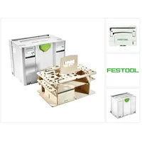 Festool SYSTAINER SYS 4 T-LOC SYS-HWZ Box Werkzeugkoffer ( 497658 ) lichtgrau koppelbar mit Holzeinsatz