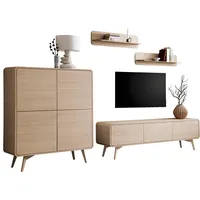 Home Affaire Wohnwand Torsby, moderne Anbauwand, Komplettset im Scandi-Stil, (Set, 4-St), enthält Lowboard, Highboard und Wandboards, 308 cm breit braun