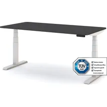 assmann büromöbel ASSMANN Elektrisch höhenverstellbarer Kinderschreibtisch JUNIOR Curved Anthrazit Weiß, 140x80cm, Memoryfunktion, Kollisionsschutz, 2-fach-Motorik - Schwarz