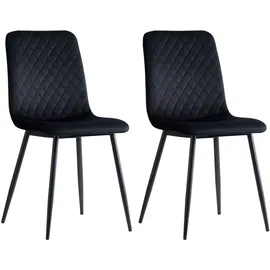 mcc direct Esszimmerstühle LEXI im 4er Set, mit Samtbezug & Metallbeinen, Designstuhl, Schwarz - Schwarz