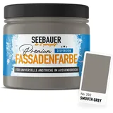 SEEBAUER diy Universal-Fassadenfarbe Grau 300ML für Außen (No. 202 Smooth Grey) Hoch deckende Fassadenfarbe mit Wetterschutz - Geeignet für Putz, Mauerwerk und Beton