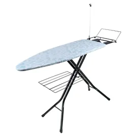 Relaxdays Bügelbrett 123 x 46 cm höhenverstellbar, klappbar, Bügelstation & Ablage, mint/weiß