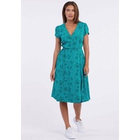 Ragwear Sommerkleid "LOWENNA" Gr. S (36), N-Gr, grün (teal green) Damen Kleider Sommerkleider Ausschnitt mit Wickeleffekt und Taillen Bindeband