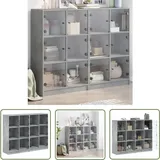 The Living Store - Bücherregal Mit Türen Betongrau 136x37x109 Cm Holzwerkstoff - Buche Regal - Wohnzimmer Möbel - Sideboard - Regalsystem - Bücherständer