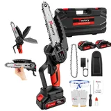 700W Kettensäge 6 Zoll Akku Kettensäge, Mini Kettensäge Mit 2 Akku Elektro Kettensäge 21V Akku Astsäge Mit Automatischem Öler & Werkzeugloser Kettenspannung, Leicht Portable Einhand Kettensäge