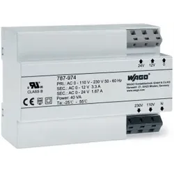 Wago 787-974 Transformatorstromversorgung, Eingangsspannung AC 230 V, Ausgangsspannung AC 12- 24 V 787974