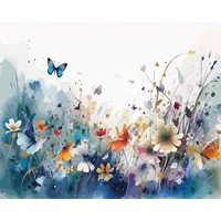 TISHIRON Malen nach Zahlen für Erwachsene Naturvogel Schmetterling im Mittel der Blumen Malen nach Zahlen Kits auf Leinwand Digitale Akryl Malen nach Zahlen Kits Ölgemälde nach Zahlen 16x20 Zoll