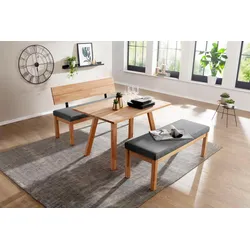 Sitzbank MASSIVLINE & MORE "Roberto", grau (grau, kernbuche), B:150cm H:83cm T:54,5cm, Massivholz, Polyester, Sitzbänke, Massivholz