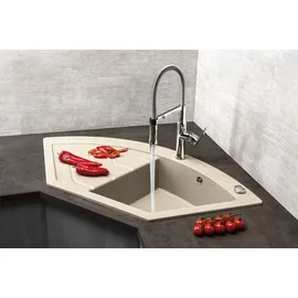 Sapho Eckspüle beige mit Abtropffläche 1140 x 575 mm
