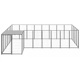 vidaXL Hundezwinger Schwarz 10,89 m2 Stahl