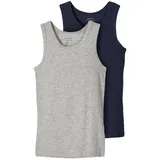 NAME IT Jungen Nkmtank Top 2p Noos Unterhemd, Grey Melange /Pack:w/ Dark Sapphire, 104 EU - 104
