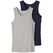 NAME IT Jungen Nkmtank Top 2p Noos Unterhemd, Grey Melange /Pack:w/ Dark Sapphire, 104 EU - 104