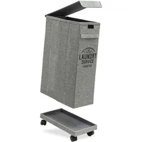 Dune Design DuneDesign 50 Liter Wäschekorb mit Rollen 20 x 40 x 60 cm Grau mit Aufdruck