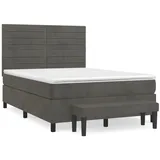 vidaXL Boxspringbett mit Matratze Dunkelgrau 140x200 cm Samt1350801