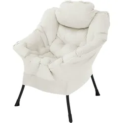 ML-Design Sessel Relaxsessel Loungesessel Wohnzimmersessel Ohrensessel Baumwolle Creme