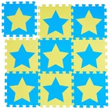 Relaxdays Puzzlematte Sterne Blau,Gelb