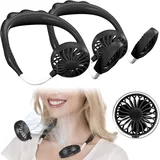 Infactory Mobiler Akku-Doppelventilator zum Umhängen, 3 Geschwindigkeitsstufen