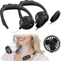 Infactory Mobiler Akku-Doppelventilator zum Umhängen, 3 Geschwindigkeitsstufen