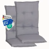 NYVI Hochlehnerauflage Hochlehner Auflagen 2er Set Barcelona - Gartenstuhlauflagen 118x50cm, (2 St), Stuhlauflage, Sitzauflage mit Halteband, UV-fest grau