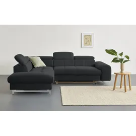 Cotta Ecksofa COTTA Kunstleder 3-Sitzer Schwarz