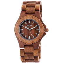 Raptor Damen - Holzuhr Holz Armbanduhr Strichindex Analog Quarz RA20208 - Braun