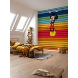 KOMAR Fototapete Mickey Magic Rainbow 300x250 cm (Breite x Höhe) - Disney, Kinderzimmer, Kindertapete, Tapete